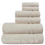 Mainstays Performance Solid Bath Towel 6-Piece Set, Beige