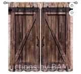 Wooden Barn Door Curtains Rustic Farmhouse Barnwood Brown Vintage Country Garage Gate Western