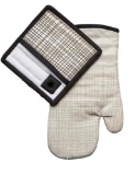 Thyme & Table Oven Mitt and Potholder, Cream & Black Crosshatch, 2 Pack Set