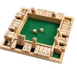 1-4 Players Shut The Box Dice Game,10 Numbers Traditional Wooden Pub Bar Board Family Game Dice for