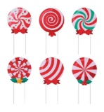 6 Pieces Outdoor Double Sided Lawn Decorations Christmas Large Candy Yard Decorations Plastic