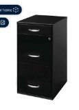 Space Solutions 3 Drawer Letter Width Vertical File Cabinet with Pencil Drawer, Black