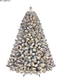 RTB-SHareconn 7.5ft Prelit Snow Flocked Artificial Holiday Christmas Tree w/ 470 Warm White Lights