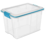 Sterilite 20 Qt. Clear Gasket Storage Box, Blue Latches with Clear Lid