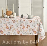 Smile Maple Leaves Pumpkins Fall Thanksgiving Tablecloth 60x84 Inch
