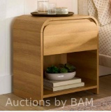 Better Homes & Gardens Lillian Fluted 2-Drawer Nightstand with USB, Natural Pine