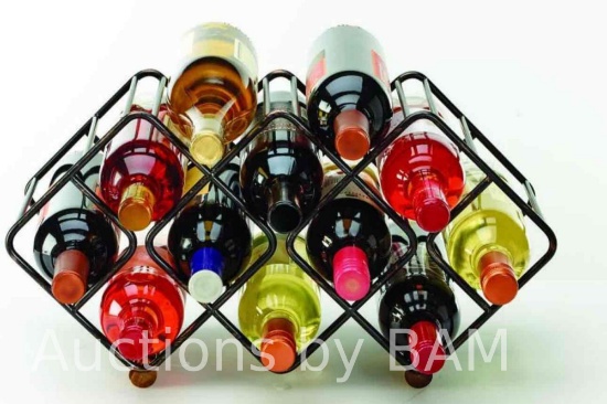 Gourmet Basics by Mikasa 12-Bottle Metal Stackable Wine Storage Rack, Antique Black
