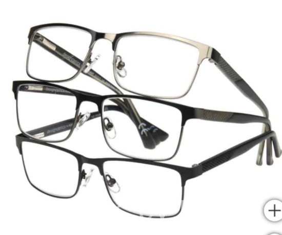 Design Optics by Foster Grant Kyne Full Metal Square Reading Glasses +3.00, 3-pack