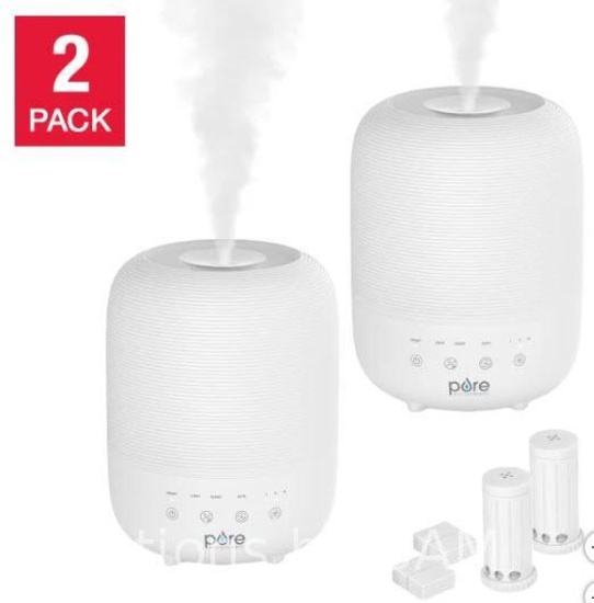 Pure Enrichment Hume Top Fill Humidifier Set Bundle, 2-pack