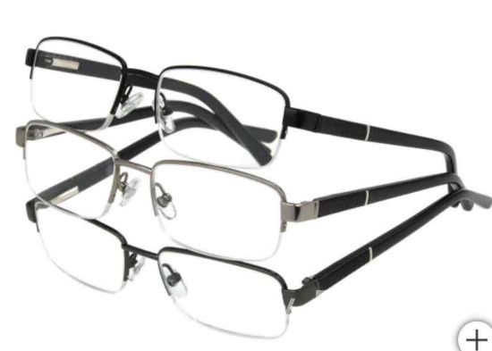 Design Optics by Foster Grant Lyden Semi-Rimless Rectangular Reading Glasses +2.00, 3-pack