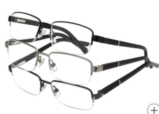 Design Optics by Foster Grant Lyden Semi-Rimless Rectangular Reading Glasses +2.00, 3-pack