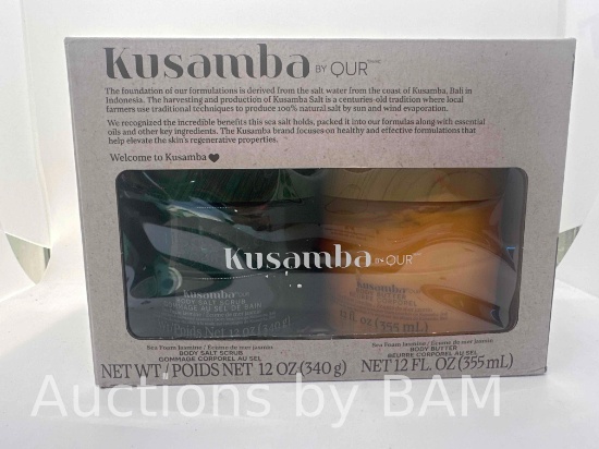 Kusamba by Qur Sea Foam Jasmin body Salt Scrub and Body Butter 12 oz each