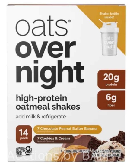 Oats Overnight Variety Pack, 20g Protein Shake, Cookies & Cream & Chocolate Peanut Butter Banana ...