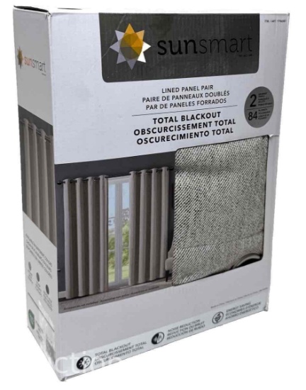 SunSmart Total Blackout Lined Panel Pair with Grommets 2 Panels