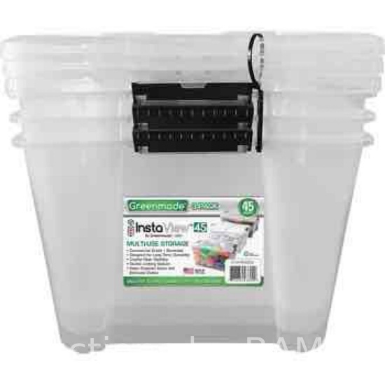 Greenmade InstaView 45 Multi-Use Storage Bin, 45 Quart, Clear, 3 ct
