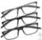Design Optics by Foster Grant Cole Full Rim Rectangular Reading Glasses +1.75 , 3-pack