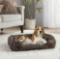 Kirkland Signature Tufted Cuddler Pet Bed, Brown Faux Leather