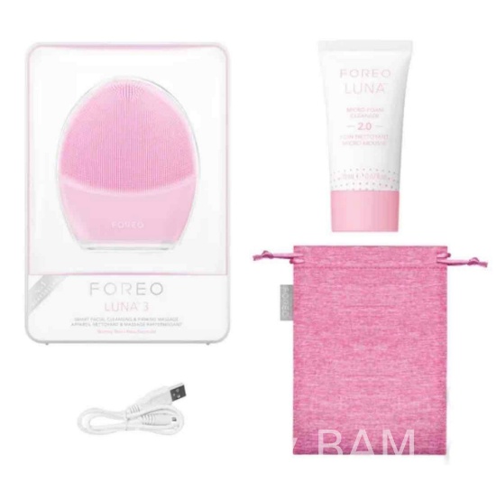 Foreo Luna 3 Faciaal Cleansing & Firming Massage Device, + 0.67 fl oz Foaming Cleanser