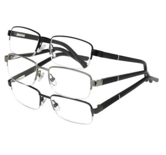 Design Optics by Foster Grant Lyden Semi-Rimless Rectangular Reading Glasses, 3-Pack +2.50