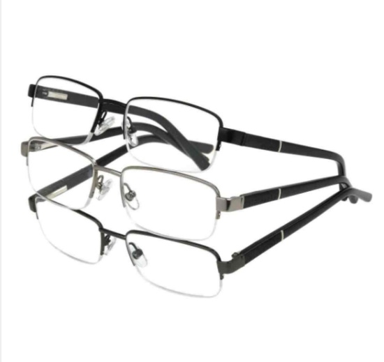 Design Optics by Foster Grant Lyden Semi-Rimless Rectangular Reading Glasses, 3-pack +1.75