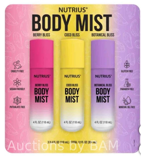 Nutrius Body Mist 4fl oz, 3-pack