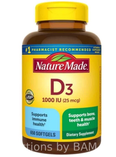 Nature Made Vitamin D3 25 mcg 650 Softgels