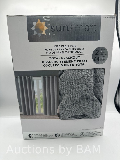 SunSmart Total Blackout Lined Panel Pair with Grommets 2 Panels