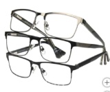Design Optics by Foster Grant Kyne Full Metal Square Reading Glasses +3.00, 3-pack
