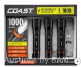 Coast CF1000R 1000L LED Rechargeable Flashlight 3-pack