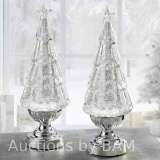 14 inch Lighted Glitter Tree Lantern, Set of 2