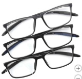Design Optics by Foster Grant Cole Full Rim Rectangular Reading Glasses +1.75 , 3-pack