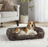Kirkland Signature Tufted Cuddler Pet Bed, Brown Faux Leather