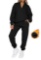 Aleumdr Womens 2 Piece Athletic Outfits Sets Zip Mock Neck Tracksuit Plus Size Pullover Long