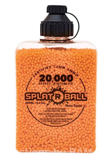 SplatRBall Orange Ammunition 20K rounds 7.5 mm bottle