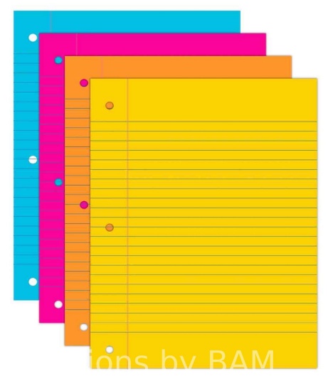 Astrobrights Wide Ruled Filler Paper, 4-Color Assortment, 100 Sheets per Pack, 20 lb Paper