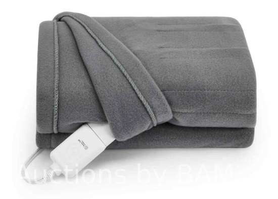 Sunbeam Throw Grey Fleece, 4 Heat Settings, 4-Hour Auto Shut-Off, Electric Heated Blanket, 50 x 60
