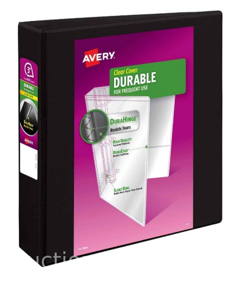Avery Durable View 3 Ring Binder, 3 Slant Rings, 1 Black Binder