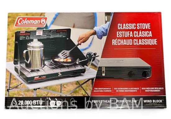 Coleman Brand, Matchlight 20,000 BTU 2-Burner Propane Stove, black