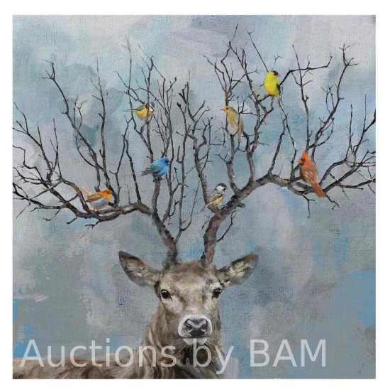 Masterpiece Art Gallery Nearest & Dearest Birds, Deer By Studio Arts Canvas Art Print 30 x 30