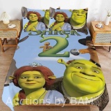 Shrek Theme 3Pcs Comforter Bedding Set Soft Graphic Bedding Colorful Sets with 2 Pillowcases 79x90