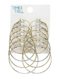 Time and Tru Womens Gold Tone Graduated Wire Hoop Earring Set, 6-Piece