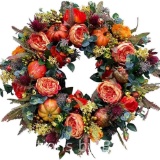 Fall Peony and Pumpkin Wreath - Autumn Year Round Wreaths for Front Door, Artificial Fall Wreath,