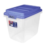 Hefty 32 Qt. Clear Storage Bin with Blue HI-RISE Lid