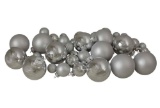 40-Piece Silver Glass Ball Christmas Ornament Set