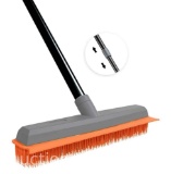 Rubber Push Broom for Hardwood Floor,Carpet Rake Pet Hair Remover Broom
