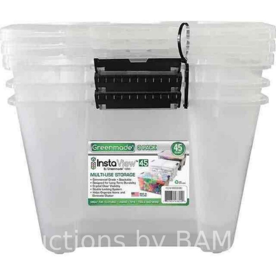 Greenmade Instaview 3 Pack 45 Quart Multi-Storage Bins