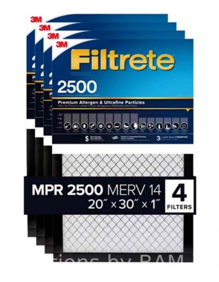 3M 2500 Series Filtrete 20X30X1 4-pack