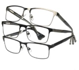 Design Optics by Foster Grant Kyle Full Metal Square Reading Glasses 3-pack +1.25
