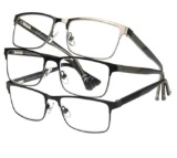 Design Optics by Foster Grant Kyle Full Metal Square Reading Glasses 3-pack +2.50