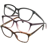 Design Optics by Foster Grant Kiersey Plastic Square Reading Glasses, 3-Pack +2.00